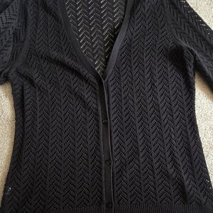 Ann Taylor Black Open-Knit Cardigan
